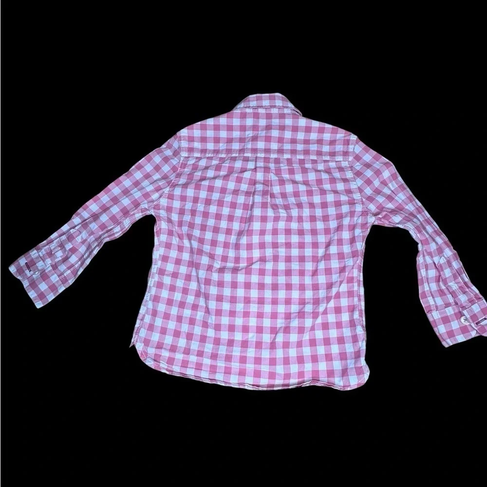 Mini Boden Boys pink Check Plaid Button Up Size 2-3 Years k238